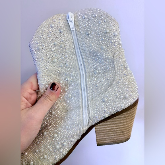 Betsey Johnson Pearl Rhinestone Cowboy Booties - Picture 6 of 10